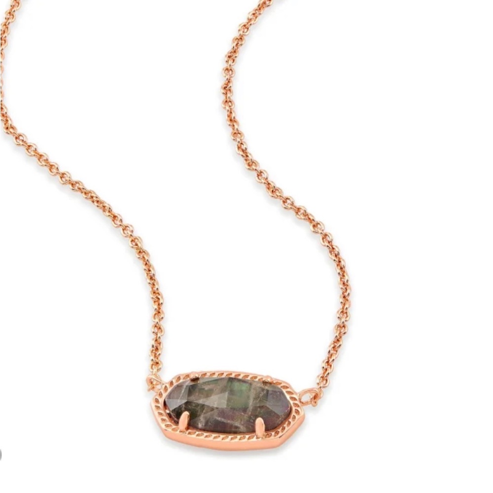 NWT Kendra Scott Retired Elisa Necklace Crystal Gray Illusion & Rose Gold RARE! - Picture 6 of 12